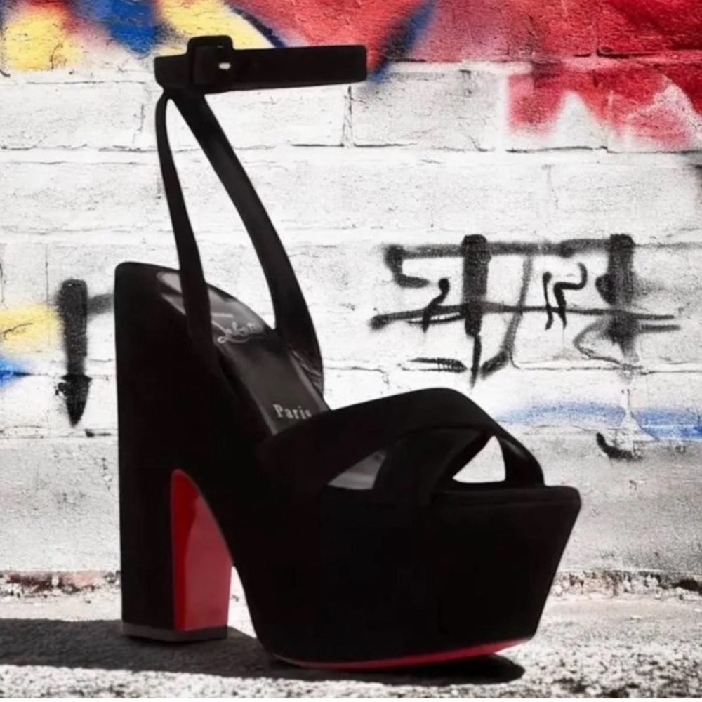 Christian Louboutin SUPERYAZ 160 Suede Platform Heels Sandals Shoes